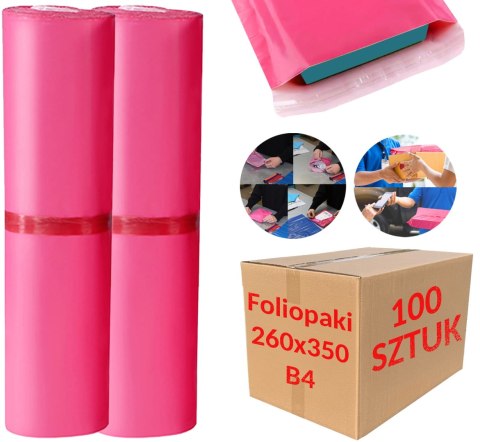 Foliopaki Kurierskie Różowe B4 260x350mm - 100 szt. Foliopaki Kurierskie Różowe B4 260x350mm - 100 szt.