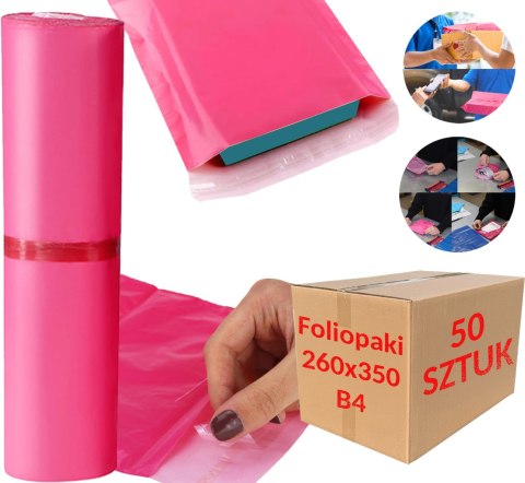 Foliopaki Kurierskie Różowe B4 260x350mm - 100 szt. Foliopaki Kurierskie Różowe B4 260x350mm - 100 szt.