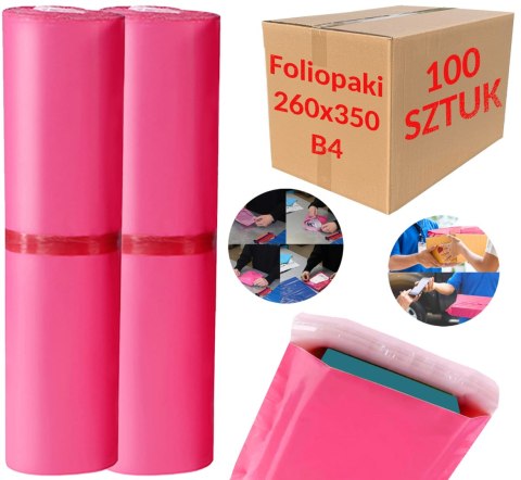 Foliopaki Kurierskie Różowe B4 260x350mm - 100 szt. Foliopaki Kurierskie Różowe B4 260x350mm - 100 szt.