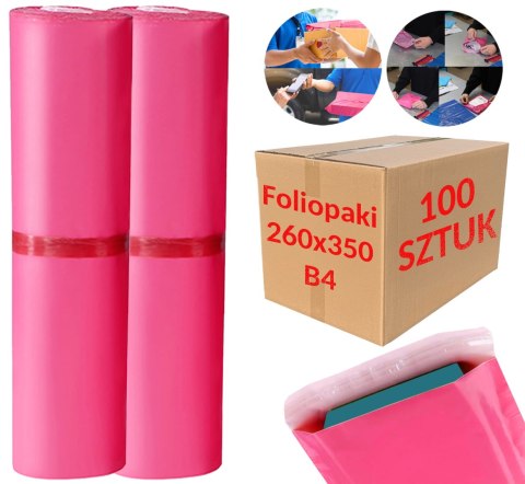 Foliopaki Kurierskie Różowe B4 260x350mm - 100 szt. Foliopaki Kurierskie Różowe B4 260x350mm - 100 szt.