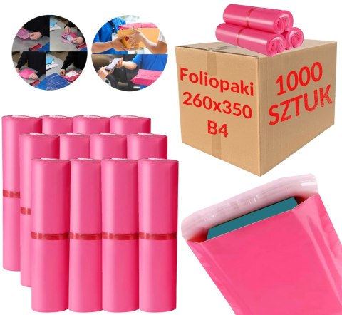 Foliopaki Kurierskie Różowe B4 260x350mm - 1000 szt. Foliopaki Kurierskie Różowe B4 260x350mm - 1000 szt.