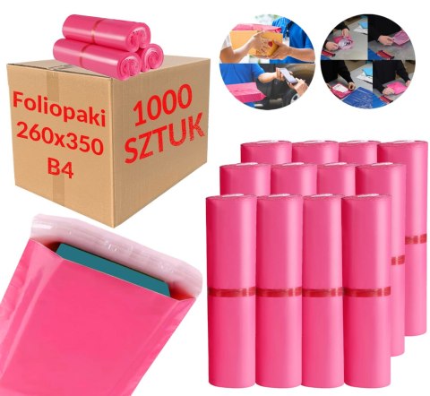 Foliopaki Kurierskie Różowe B4 260x350mm - 1000 szt. Foliopaki Kurierskie Różowe B4 260x350mm - 1000 szt.