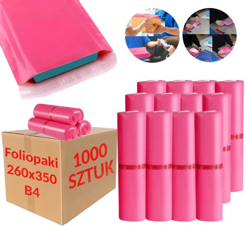 Foliopaki Kurierskie Różowe B4 260x350mm - 1000 szt. Foliopaki Kurierskie Różowe B4 260x350mm - 1000 szt.