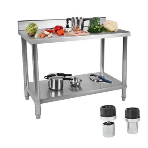 Stół do kuchni blat roboczy ze stali nierdzewnej z rantem i dolną półką 120x60cm Stół do kuchni blat roboczy ze stali nierdzewnej z rantem i dolną półką 120x60cm