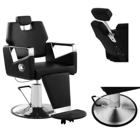 Profesjonalny fotel fryzjerski barberski z podnóżkiem obrotowy TURIN Physa czarny Profesjonalny fotel fryzjerski barberski z podnóżkiem obrotowy TURIN Physa czarny