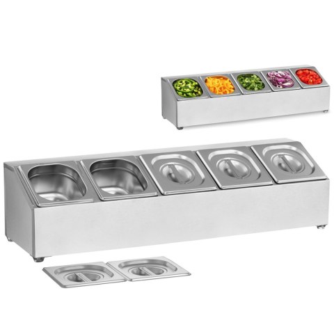Ekspozytor stojak na pojemniki gastronomiczne 5 x GN1/6 + 5 x Pojemniki Ekspozytor stojak na pojemniki gastronomiczne 5 x GN1/6 + 5 x Pojemniki