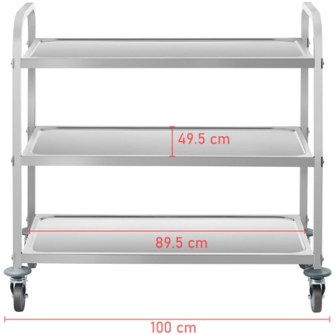 Wózek kelnerski cateringowy 3 półkowy do 150kg ze stali nierdzewnej Royal Catering RCSW 3A Wózek kelnerski cateringowy 3 półkowy do 150kg ze stali nierdzewnej Royal Catering RCSW 3A