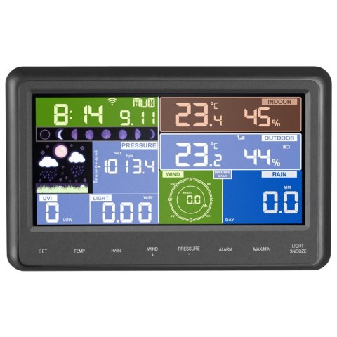 Bezprzewodowa stacja meteorologiczna pogodowa solarna LCD WiFi 100m Bezprzewodowa stacja meteorologiczna pogodowa solarna LCD WiFi 100m