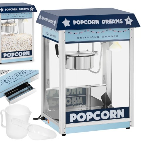 Maszyna automat urządzenie do prażenia popcornu retro TEFLON 1600 W 5-6 kg/h - niebieska Maszyna automat urządzenie do prażenia popcornu retro TEFLON 1600 W 5-6 kg/h - niebieska