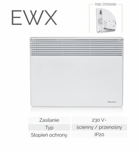 Elektryczny grzejnik naścienny WARMTEC EWX-1000W Elektryczny grzejnik naścienny WARMTEC EWX-1000W