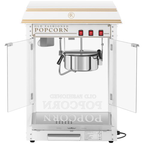 Maszyna automat urządzenie do prażenia popcornu retro TEFLON 1600 W 5-6 kg/h - biało-złota Maszyna automat urządzenie do prażenia popcornu retro TEFLON 1600 W 5-6 kg/h - biało-złota