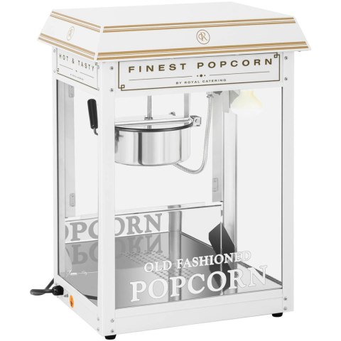 Maszyna automat urządzenie do prażenia popcornu retro TEFLON 1600 W 5-6 kg/h - biało-złota Maszyna automat urządzenie do prażenia popcornu retro TEFLON 1600 W 5-6 kg/h - biało-złota