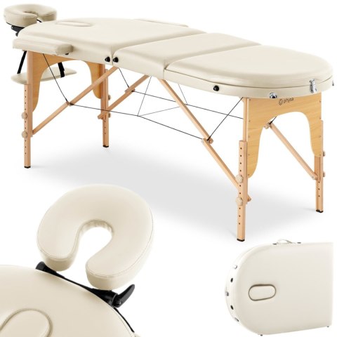 Stół łóżko do masażu przenośne składane z drewnianym stelażem Colmar Beige do 227 kg beżowe Stół łóżko do masażu przenośne składane z drewnianym stelażem Colmar Beige do 227 kg beżowe