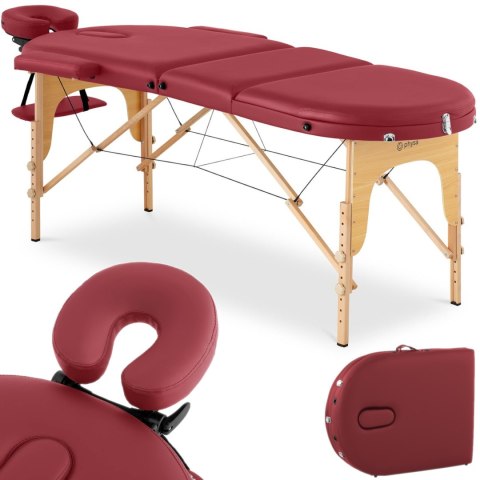 Stół łóżko do masażu przenośne składane z drewnianym stelażem Colmar Red do 227 kg czerwone Stół łóżko do masażu przenośne składane z drewnianym stelażem Colmar Red do 227 kg czerwone