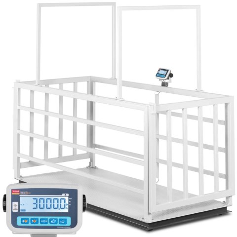 Waga weterynaryjna platformowa inwentarska z klatką dla zwierząt 3000/1 kg 110x240 cm LCD Waga weterynaryjna platformowa inwentarska z klatką dla zwierząt 3000/1 kg 110x240 cm LCD