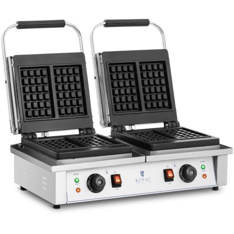 Gofrownica prostokątna podwójna na 4 gofry belgijskie 2 x 2000 W Gofrownica prostokątna podwójna na 4 gofry belgijskie 2 x 2000 W