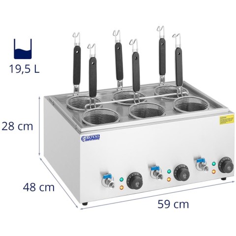 Makaroniarka warnik do gotowania makaronu z kranikami 6 koszy 3 x 6,5 l 3000 W Makaroniarka warnik do gotowania makaronu z kranikami 6 koszy 3 x 6,5 l 3000 W