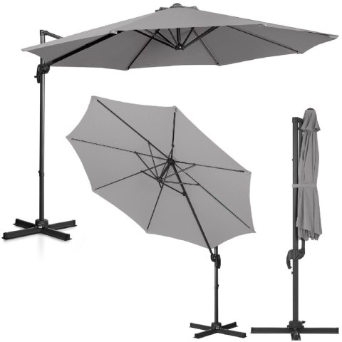 Parasol ogrodowy na wysięgniku bocznym uchylny okrągły śr. 300 cm ciemnoszary Parasol ogrodowy na wysięgniku bocznym uchylny okrągły śr. 300 cm ciemnoszary