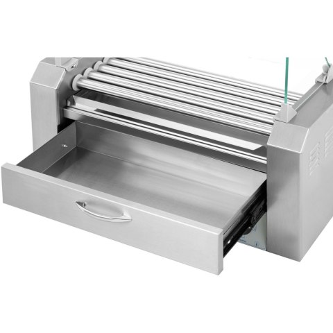 Podgrzewacz grill rolkowy do parówek hot-dogów z szufladą i osłoną - 5 rolek Podgrzewacz grill rolkowy do parówek hot-dogów z szufladą i osłoną - 5 rolek