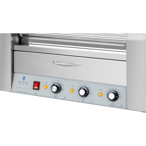 Podgrzewacz grill rolkowy do parówek hot-dogów z szufladą i osłoną - 7 rolek Podgrzewacz grill rolkowy do parówek hot-dogów z szufladą i osłoną - 7 rolek