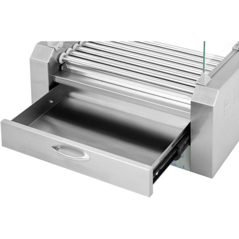 Podgrzewacz grill rolkowy do parówek hot-dogów z szufladą i osłoną - 7 rolek Podgrzewacz grill rolkowy do parówek hot-dogów z szufladą i osłoną - 7 rolek