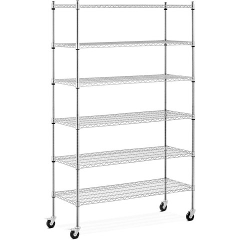 Regał magazynowy druciany ażurowy na kółkach 6 półek do 90 kg 120x45x189 cm Regał magazynowy druciany ażurowy na kółkach 6 półek do 90 kg 120x45x189 cm
