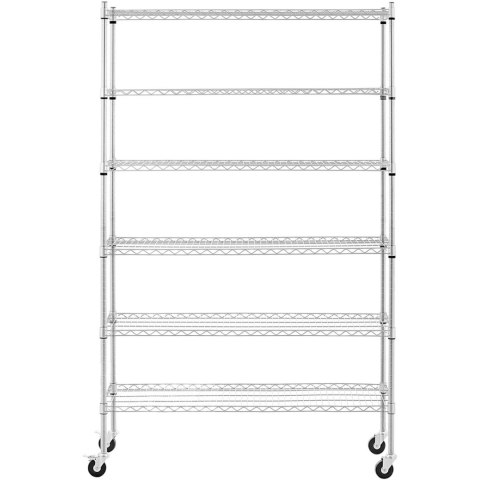 Regał magazynowy druciany ażurowy na kółkach 6 półek do 90 kg 120x45x189 cm Regał magazynowy druciany ażurowy na kółkach 6 półek do 90 kg 120x45x189 cm