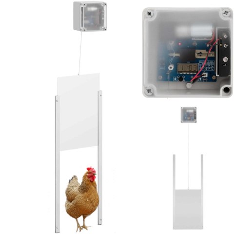 Automatyczna klapa drzwi do kurnika z czujnikiem światła zasilaniem bateryjnym LCD Automatyczna klapa drzwi do kurnika z czujnikiem światła zasilaniem bateryjnym LCD