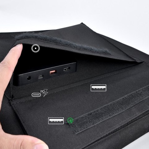 Duża ładowarka solarna 80W rozkładana DC USB C 2xUSB PD QC czarna Duża ładowarka solarna 80W rozkładana DC USB C 2xUSB PD QC czarna