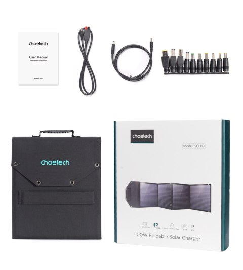 Ładowarka solarna słoneczna 100W składana USB-C 2xUSB PD QC czarna Ładowarka solarna słoneczna 100W składana USB-C 2xUSB PD QC czarna