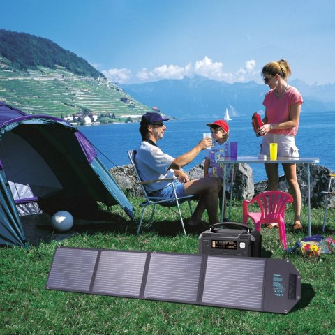 Ładowarka solarna słoneczna 100W składana USB-C 2xUSB PD QC czarna Ładowarka solarna słoneczna 100W składana USB-C 2xUSB PD QC czarna