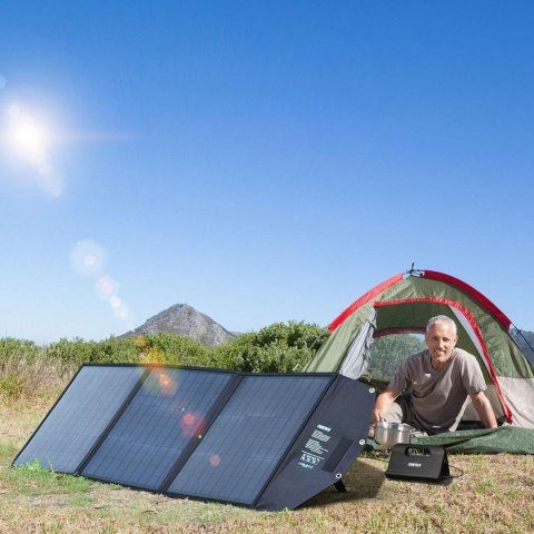 Ładowarka solarna słoneczna składana 120W DC 3 xUSB czarna Ładowarka solarna słoneczna składana 120W DC 3 xUSB czarna