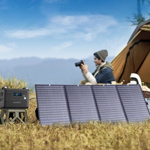 Ładowarka solarna słoneczna turystyczna składana 160W czarna Ładowarka solarna słoneczna turystyczna składana 160W czarna