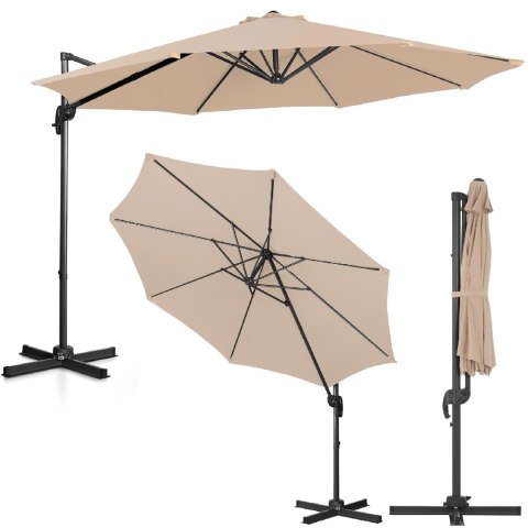 Parasol ogrodowy na wysięgniku bocznym uchylny okrągły śr. 300 cm kremowy Parasol ogrodowy na wysięgniku bocznym uchylny okrągły śr. 300 cm kremowy