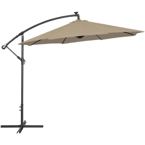 Parasol ogrodowy na wysięgniku okrągły uchylny z oświetleniem LED śr. 300 cm szarobrązowy Parasol ogrodowy na wysięgniku okrągły uchylny z oświetleniem LED śr. 300 cm szarobrązowy