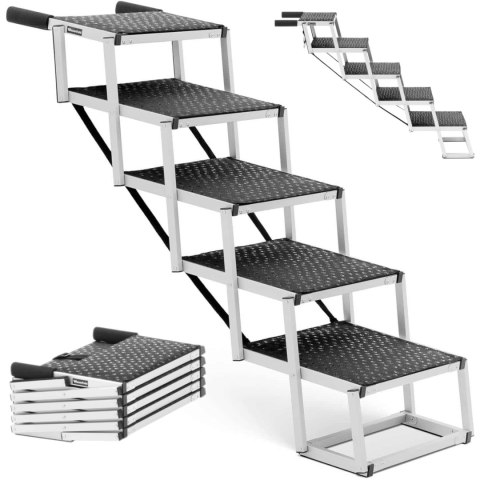 Schody dla psa do samochodu składane aluminiowe wys. 81 cm do 68 kg - 5 stopni Schody dla psa do samochodu składane aluminiowe wys. 81 cm do 68 kg - 5 stopni