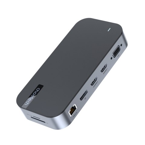 HUB Adapter M52 USB-C USB-A hdmi vga dp sd tf RJ45 aux PD szary HUB Adapter M52 USB-C USB-A hdmi vga dp sd tf RJ45 aux PD szary
