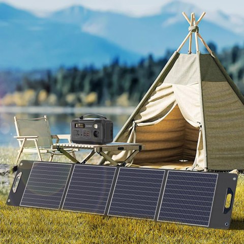 Ładowarka solarna kempingowa panel słoneczny składany 300W czarna Ładowarka solarna kempingowa panel słoneczny składany 300W czarna