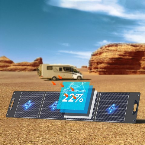 Ładowarka solarna kempingowa panel słoneczny składany 300W czarna Ładowarka solarna kempingowa panel słoneczny składany 300W czarna