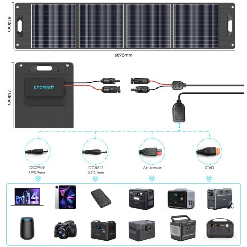 Ładowarka solarna kempingowa panel słoneczny składany 300W czarna Ładowarka solarna kempingowa panel słoneczny składany 300W czarna