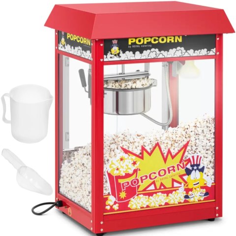 Maszyna urządzenie do prażenia popcornu retro TEFLON 1600 W 5-6 kg/h - czerwona Maszyna urządzenie do prażenia popcornu retro TEFLON 1600 W 5-6 kg/h - czerwona