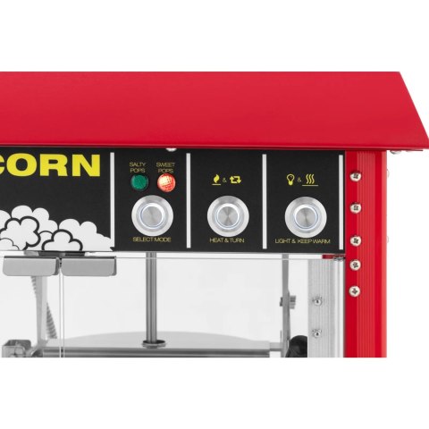 Maszyna urządzenie do prażenia popcornu retro TEFLON 1600 W 5-6 kg/h - czerwona Maszyna urządzenie do prażenia popcornu retro TEFLON 1600 W 5-6 kg/h - czerwona