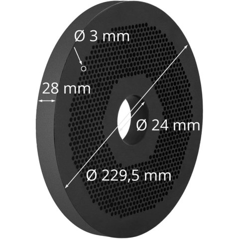Matryca sitko do pelletu peleciarki WIE-PM-2000 śr. 229.5 mm x 28 mm otwory 3 mm Matryca sitko do pelletu peleciarki WIE-PM-2000 śr. 229.5 mm x 28 mm otwory 3 mm