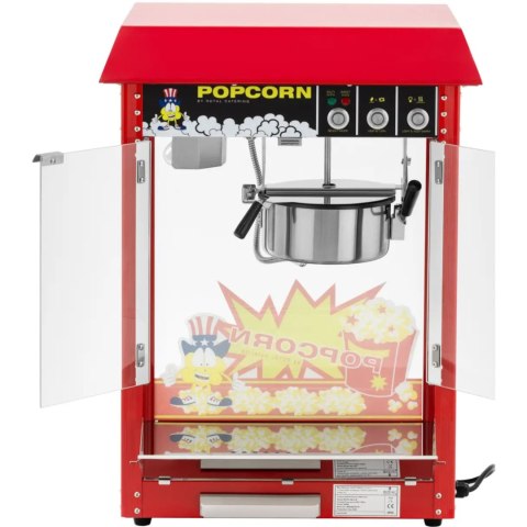 Maszyna urządzenie do prażenia popcornu retro TEFLON 1600 W 5-6 kg/h - czerwona Maszyna urządzenie do prażenia popcornu retro TEFLON 1600 W 5-6 kg/h - czerwona