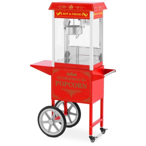Profesjonalna maszyna do popcornu na wózku z oświetleniem RETRO 88 l 1600 W czerwona Profesjonalna maszyna do popcornu na wózku z oświetleniem RETRO 88 l 1600 W czerwona