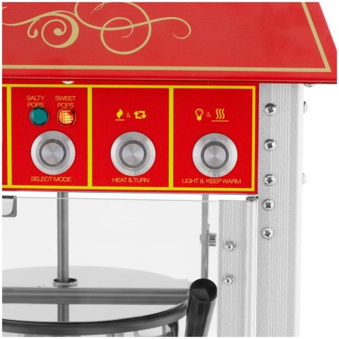 Profesjonalna maszyna do popcornu na wózku z oświetleniem RETRO 88 l 1600 W czerwona Profesjonalna maszyna do popcornu na wózku z oświetleniem RETRO 88 l 1600 W czerwona