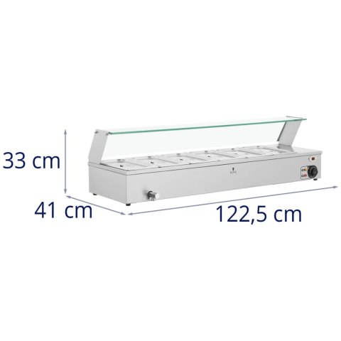 Bemar podgrzewacz do potraw bufet grzewczy z osłoną 6 x GN 1/3 2100 W Bemar podgrzewacz do potraw bufet grzewczy z osłoną 6 x GN 1/3 2100 W