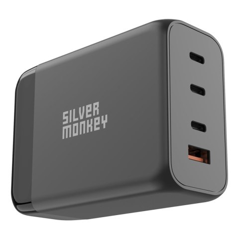 Mocna ładowarka sieciowa GaN 200W z kablem zasilającym 3xUSB-C PD USB-A QC 3.0 czarna Mocna ładowarka sieciowa GaN 200W z kablem zasilającym 3xUSB-C PD USB-A QC 3.0 czarna