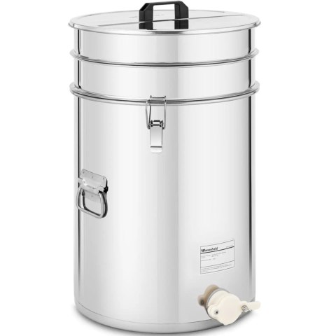 Odstojnik do miodu z sitkiem pokrywką i zaworem STAL 50 l Odstojnik do miodu z sitkiem pokrywką i zaworem STAL 50 l
