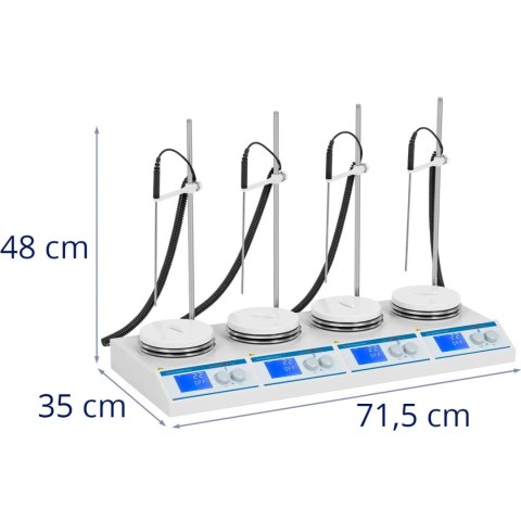 Mieszadło magnetyczne laboratoryjne z podgrzewaniem 4 płyty 4x 2 l do 2000 obr./min Mieszadło magnetyczne laboratoryjne z podgrzewaniem 4 płyty 4x 2 l do 2000 obr./min